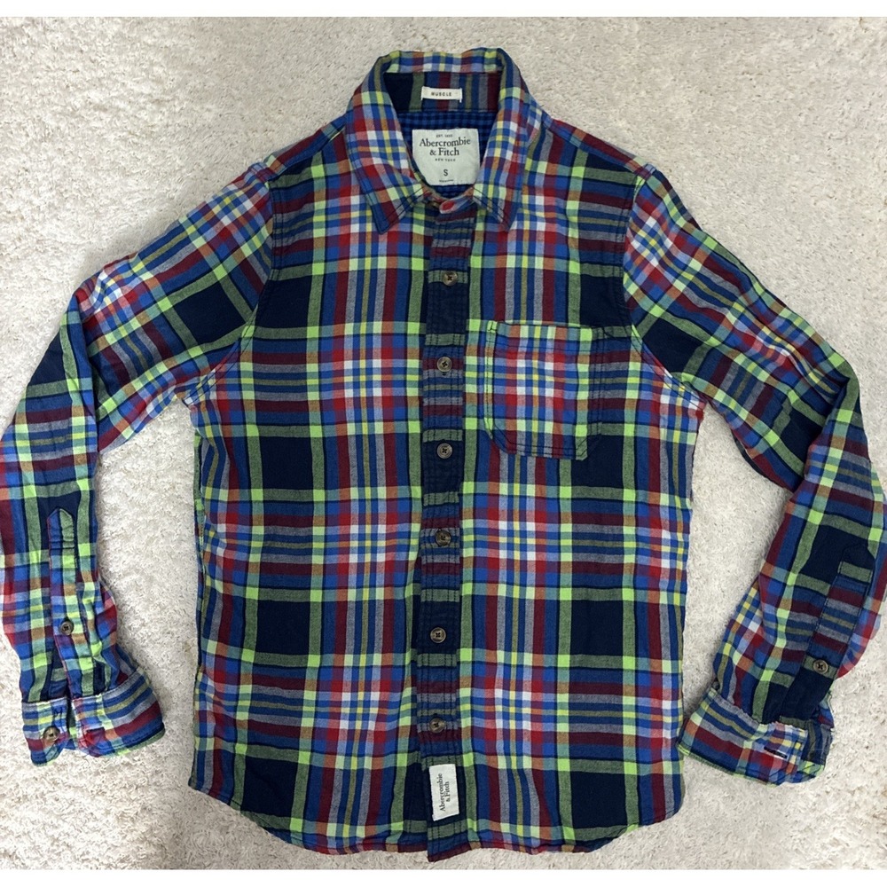 Abercrombie Fitch Shirt Mens S Plaid Flannel Muscle Outdoor Cotton Classic